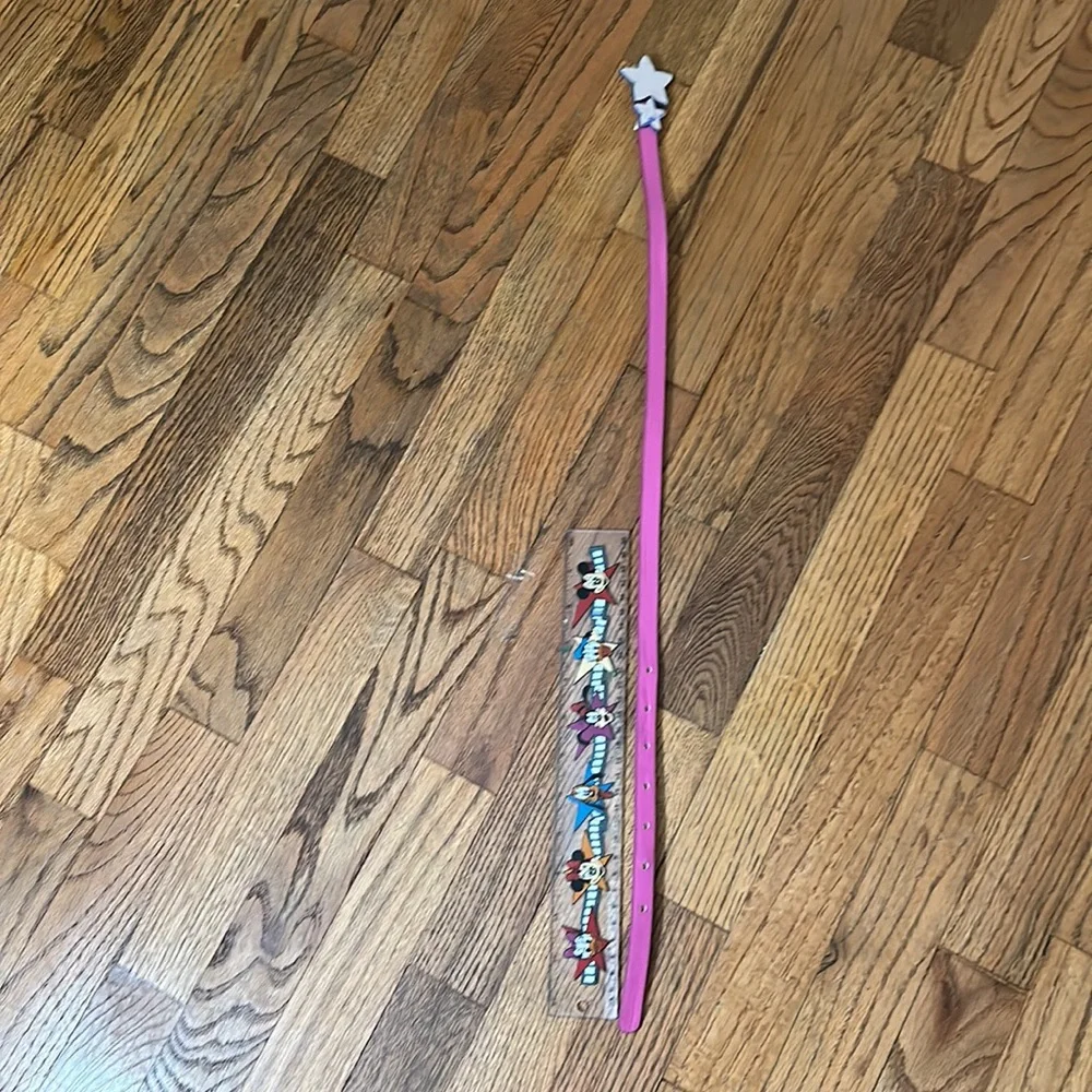 Belt Pink shiny Star thin belt for girls -  man made materials adjustable